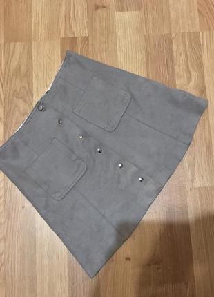 Юбка на кнопках еко замш zara