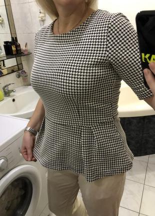 Kappahl , трикотажная блузка гусиные лапки , кулиска , замок на спине4 фото