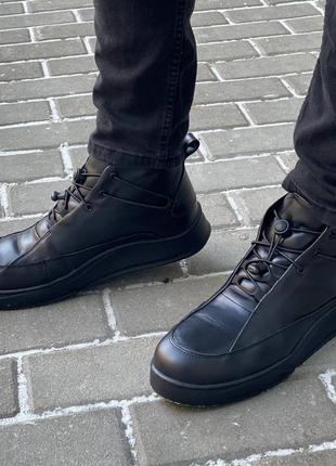 Ботинки зимние мужские кожаные черные5 фото