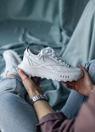 Женские кожаные полностью белые кроссовки reebok classic 🆕 рибок классик