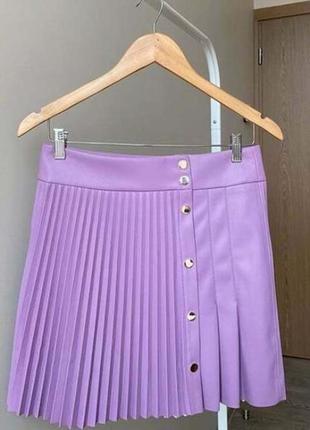 Zara шикарная плиссированная юбка из экокожи9 фото