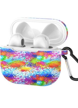 Силиконовый чехол для наушников airpods 3, explosion of color, с карабином , абстрактный принт