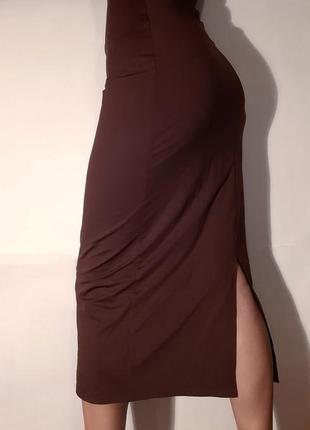Обтягивающая облегающая базовая классическая юбка миди карандаш цвета шоколада с разрезом сзади юбка с высокой посадкой талией next
