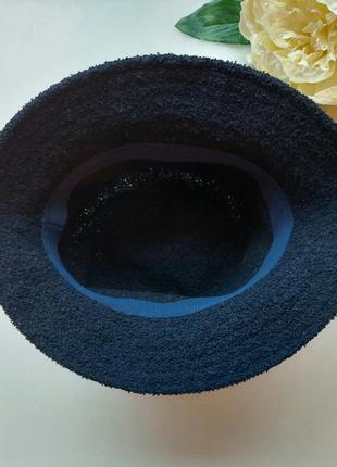 Панама шляпка темно синяя барашек2 фото