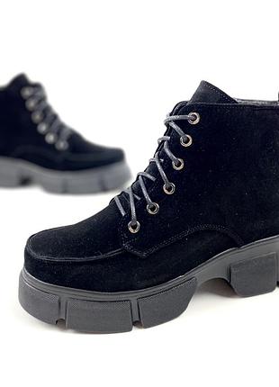 Класичні замшеві черевики на шнурівці демисезон