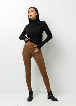 Шкіряні легінси лосини на велюре з еко-шкіри