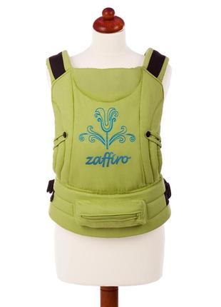 Рюкзак переноска womar zaffiro "есо" эргономичный для детей  салатовый с капюшоном