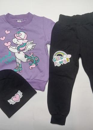 Спортивний костюм з шапкою на дівчинку