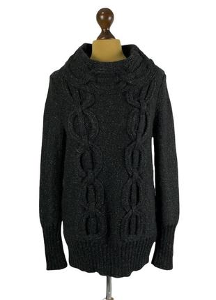Теплый удлиненный свитер с красивой вязкой gap2 фото