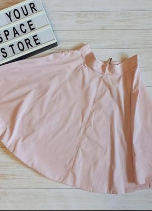 Пудровая розовая юбка солнце клеш миди с подкладкой и карманами базовая2 фото