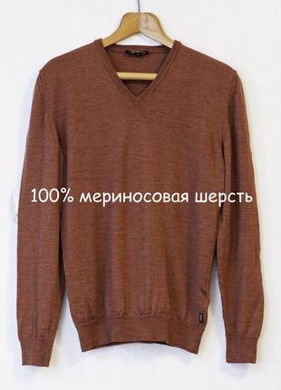 Новый мужской шерстяной джемпер кирпичного цвета свитер2 фото