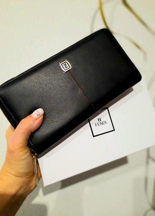 Розкішний гаманець клатч з лайкової шкіри чорний з благородною червоною строчкою7 фото