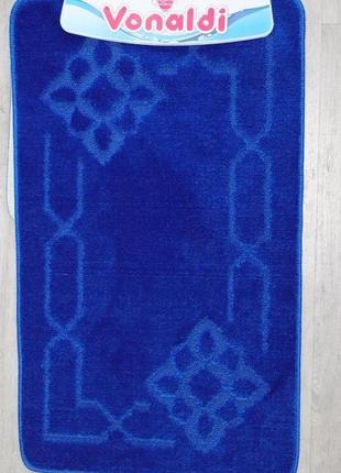Набор ковриков в ванную комнату vonaldi 60x100 см турецкие прямоугольные резиновая основа синие