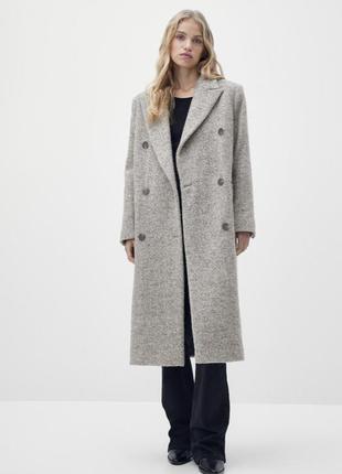 Пальто двубортное оверсайз длинное классическое шерстяное massimo dutti оригинал