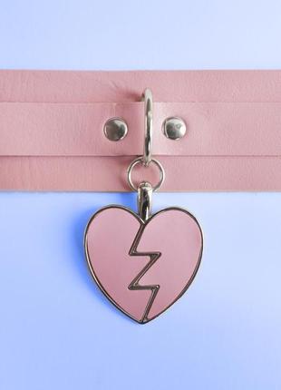 Розовый пастельный альт чокер с разбитым сердечком лолита кидкор косплей аниме подарок девушке украшение для девочки3 фото