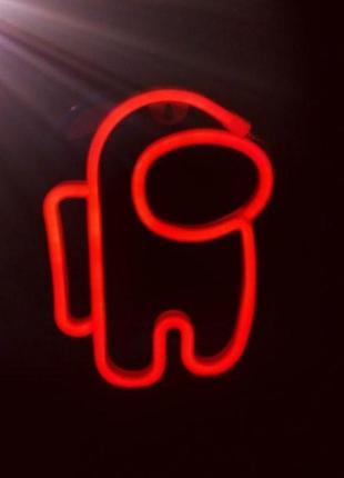 Ночник неоновый /детский светильник among us красный