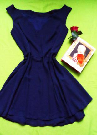 Шикарне синє шифонова сукня з спідницею сонце.