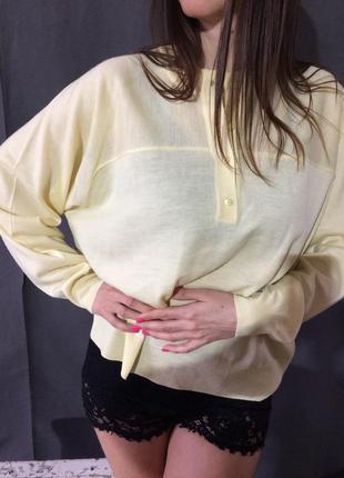 Шерстяной  лимонный свитер овесайз3 фото