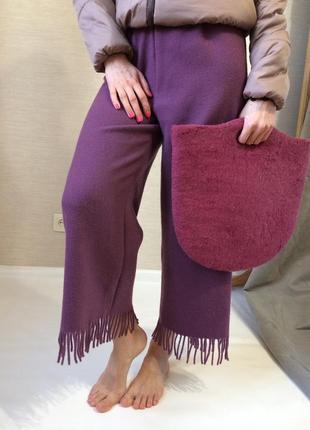 Женские шерстяные  брюки  с бахромой1 фото