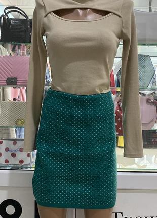 Женская модная  теплая зеленая юбка в   размер s-m2 фото