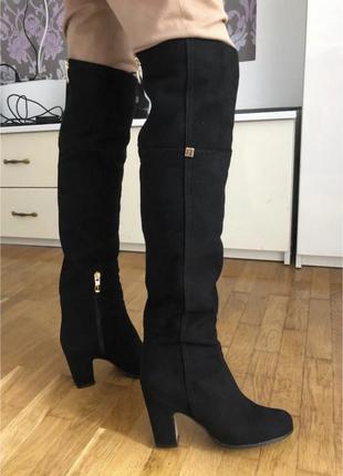 Нові натуральні замшеві ботфорти 37 розмір (24 см)