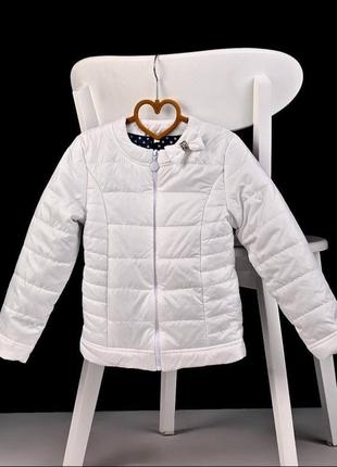 Куртка  курточка для девочки белая коралловая демисезон весна7 фото