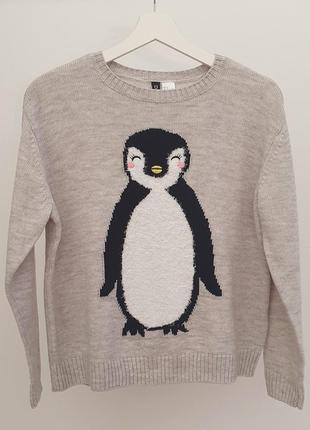Свитер пуловер с пингвином h&m9 фото