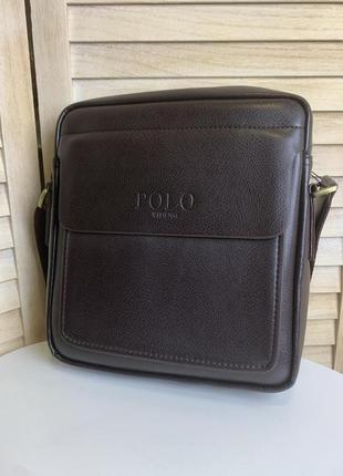 Мужская сумка-планшет polo эко кожа, качественная мужская сумка через плечо кожаная барсетка планшет4 фото