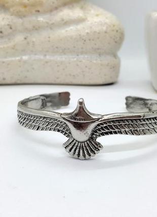 🦅✨ чоловічий браслет скоба "птах орел" сріблястий3 фото