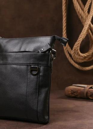 Сумка чоловіча чорна шкіряна