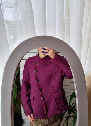Шерстяной винтажный яркий пиджак цвета фуксия9 фото