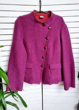 Шерстяной винтажный яркий пиджак цвета фуксия1 фото