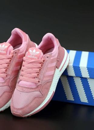 Женские кроссовки adidas zx-500 в розовом цвете