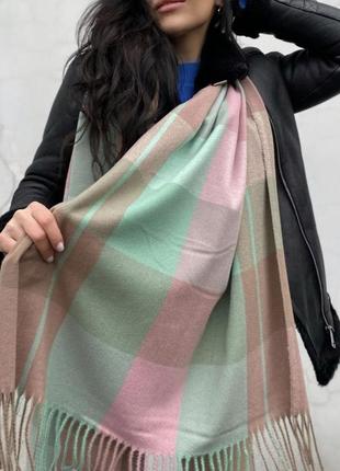 Кашеміровий шарф в клітку. 🤍