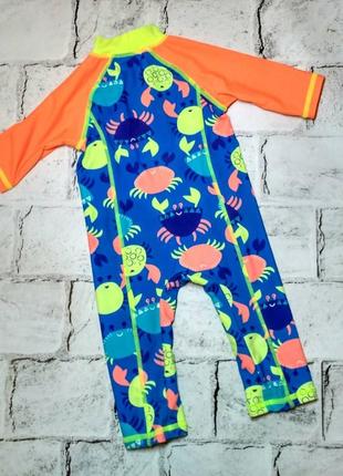 Купальный костюм солнцезащитный, детский купальник сдельный на мальчика, 6-9 мес, mini club