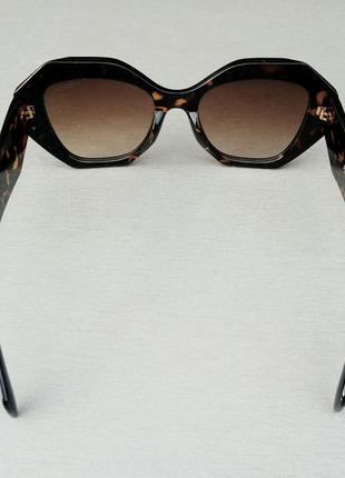 Солнцезащитные женские очки в стиле prada коричневые с градиентом в тигровой оправе большие5 фото