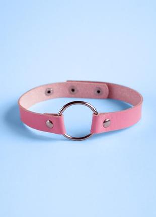 Розовый чокер с кольцом украшение на шею подарок для девушки