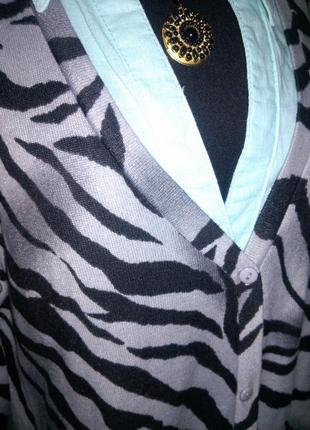 Трикотажная-стрейч,удлинённая кофта-кардиган-серый тигр,большого размера,vrs woman6 фото