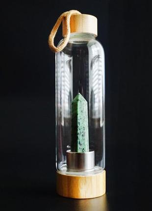 Бутылка для воды с кристаллом эпидот + подарок