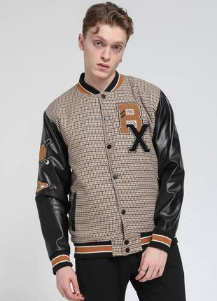 Бомбер з шкіряними рукавами