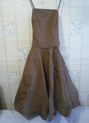 Вечернее выпускное коктейльное платье бюстье swing германия корсет пышная юбка винтаж тафта