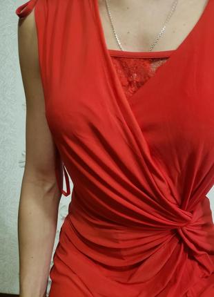 Велика розпродаж! багато речей! червона сукня з цікавим декольте ажурне декольте7 фото