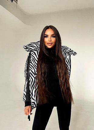 💣💣💣 двусторонний пуховик зимняя теплая куртка с принтом зебра 2 варианта цветов