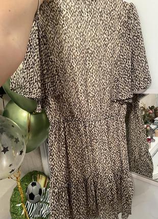 Нарядное ярусное платье животный принт леопардовое зара6 фото
