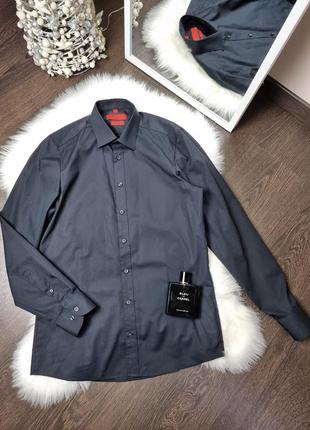 Рубашка хлопковая slim fit  с длинным рукавом