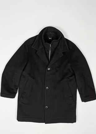 Hugo boss size m 48 пальто черное мужское зимнее кашемир шерсть