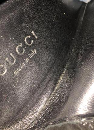 Модные замшевые черные туфли с вырезом на пятке и завязками gucci!5 фото