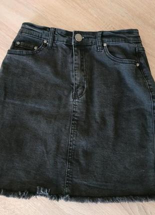 Короткая серая джинсовая юбка с/м alles
