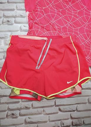 Nike беговые короткие двойные шорты яркого цвета3 фото