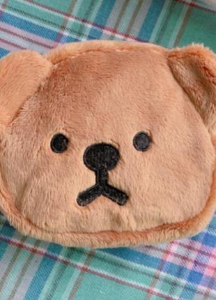 Меховой детский кошелек-косметичка мишка коричневый1 фото